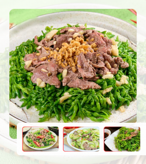 Bò ta xào rau theo mùa