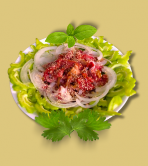 Salad mướp đắng thịt bò hộp