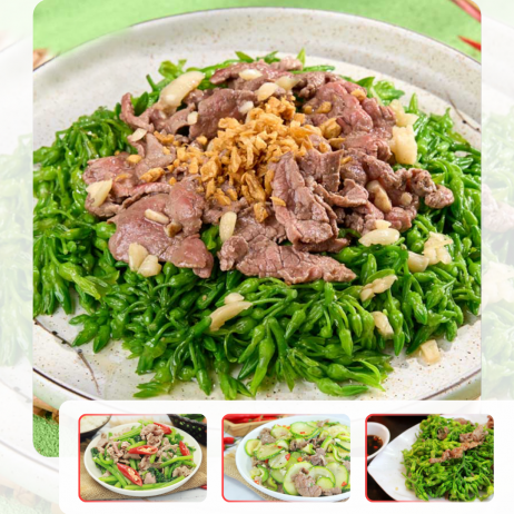 Bò ta xào rau theo mùa